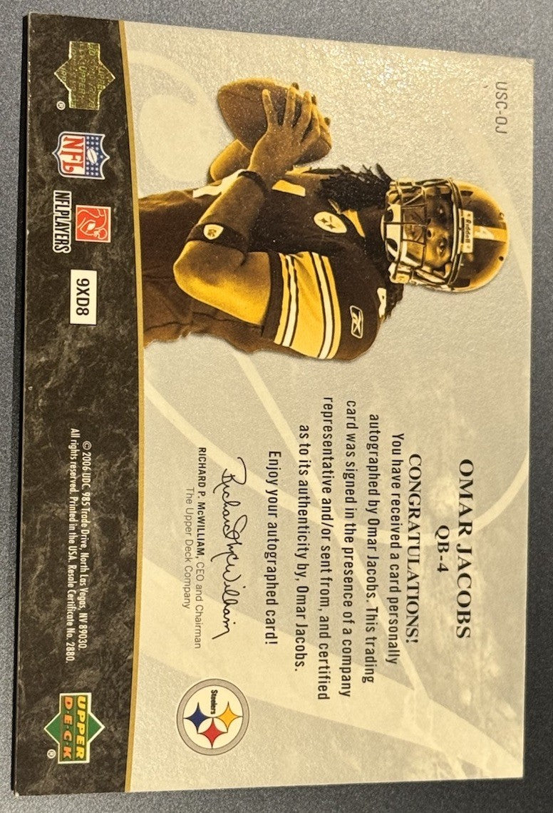 2006 Ultimate Collection Omar Jacobs Auto 35 Steelers Rookie QB Ultimate Scripts