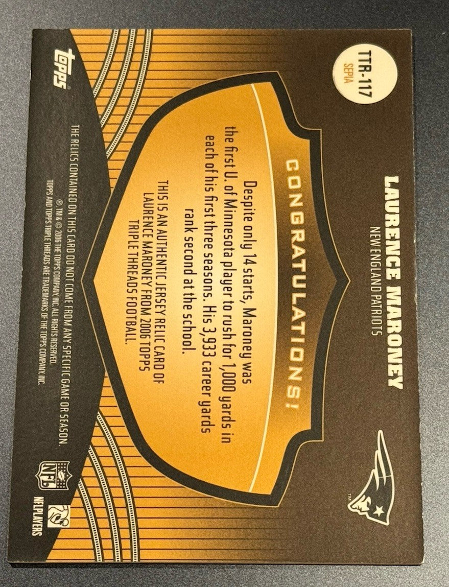 2006 Topps Triple Threads Laurence Maroney Relic Jersey Card /27 • YDS Design