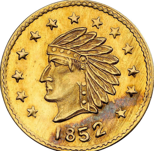 1852 Indian Wreath Gold Token • NGC MS67 Round • #4a Variety • Top Pop Cal Gold