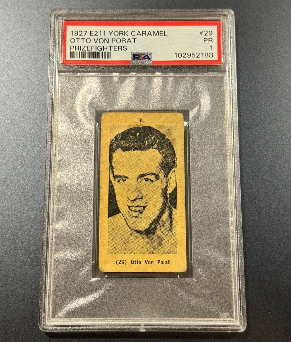 1927 E211 York Caramel Otto Von Porat #29 PSA 1 • Vintage Boxing HOF Card