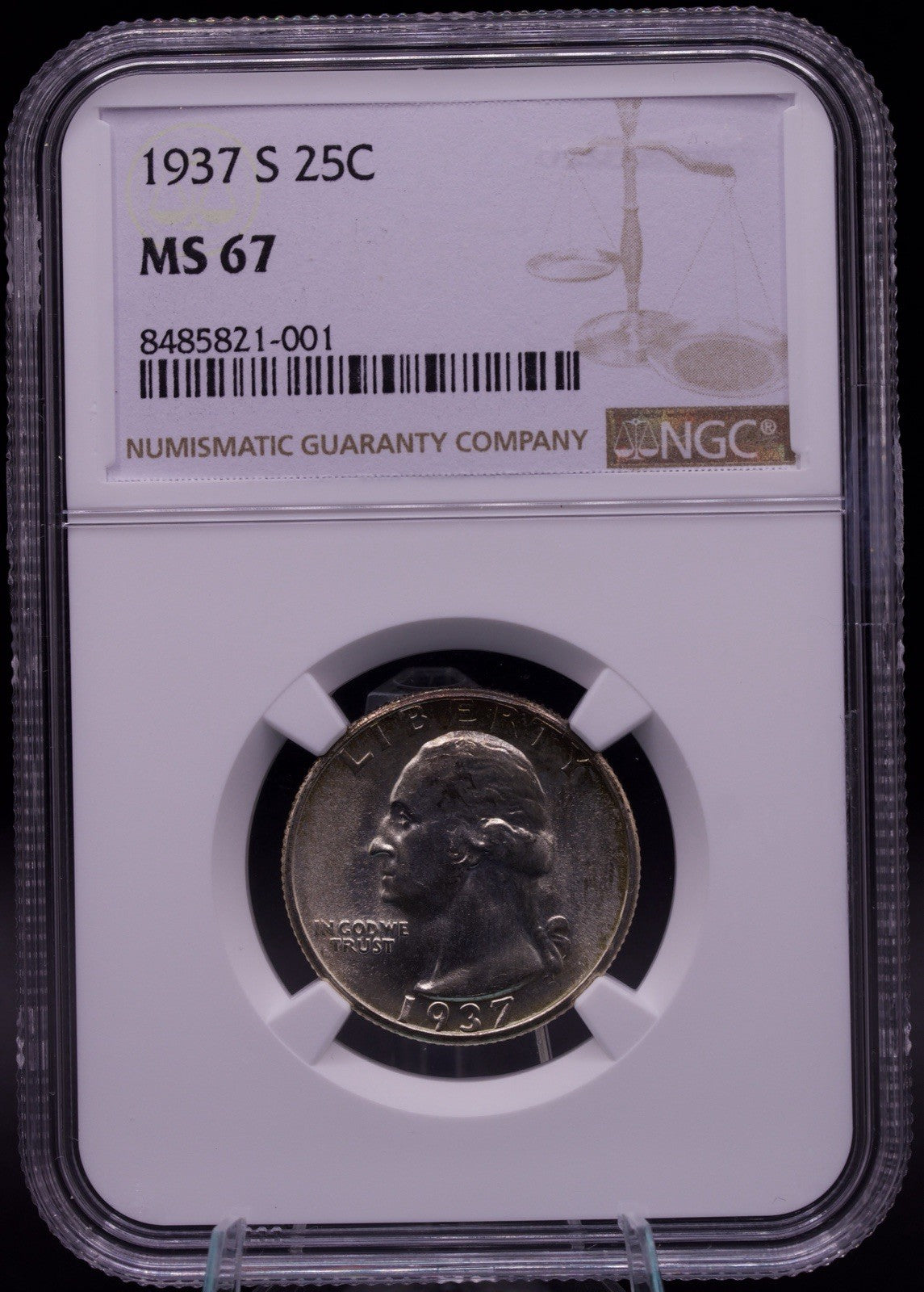 1937-S Washington Quarter NGC MS67 Gem Uncirculated Silver 25C US Coin