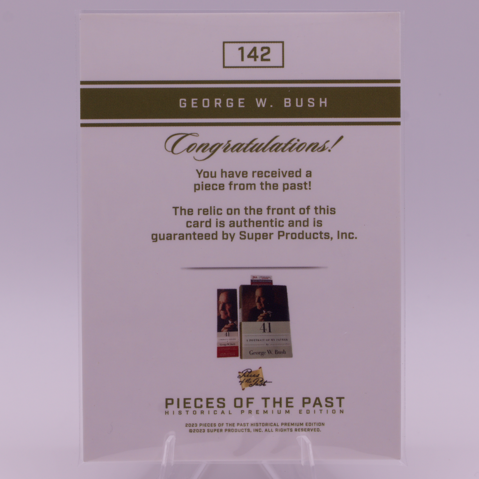 George W Bush Authentic Relic Card Pieces of the Past #142 43rd President 2023