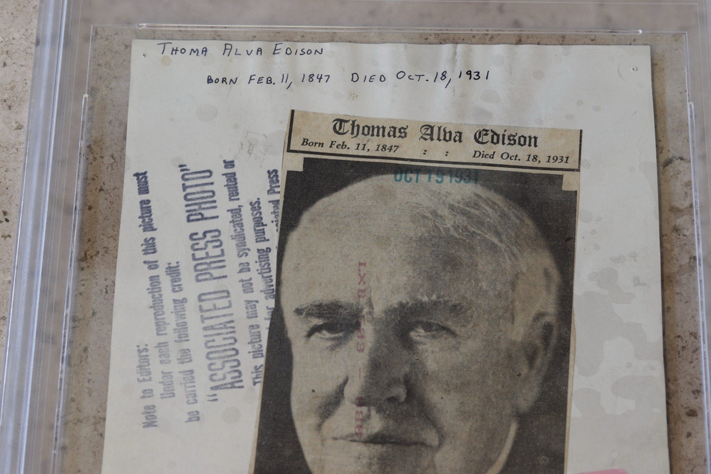 Thomas Edison 1931 Type IV PSA Photo • 1928 Image • Associated Press News