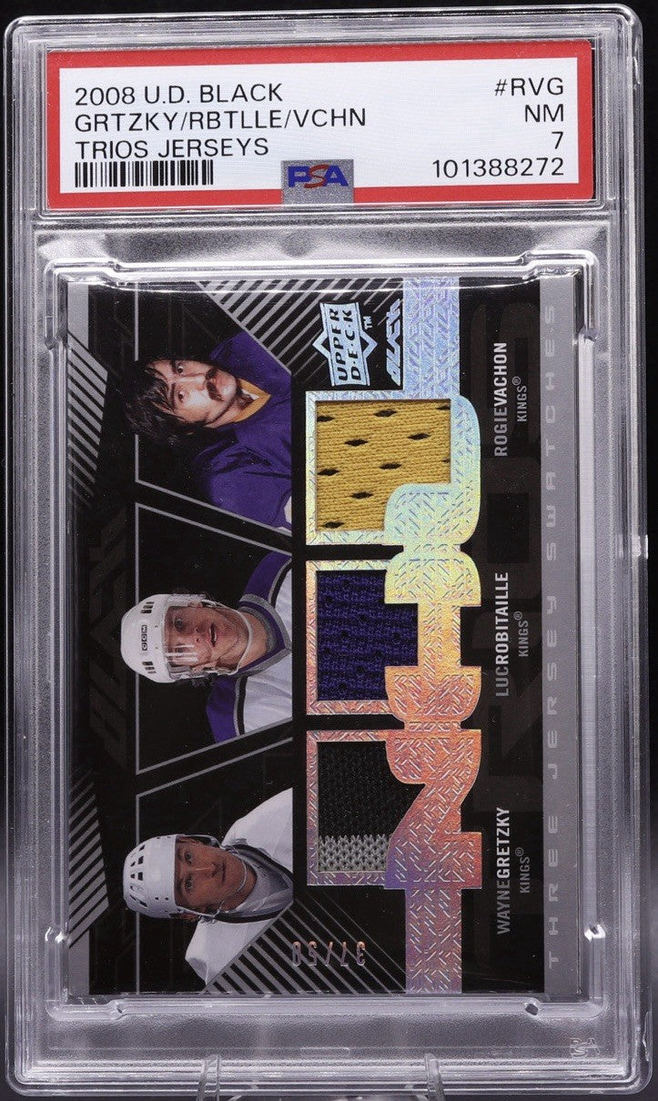 2008 UD Black Gretzky Robitaille Vachon Triple Game-Used Jerseys /50 PSA 7 Pop 1
