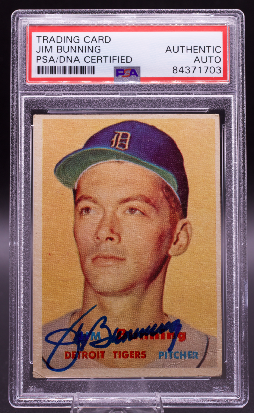 1957 Topps Jim Bunning #338 PSA Authentic Auto Signed Detroit Tigers HOF RC