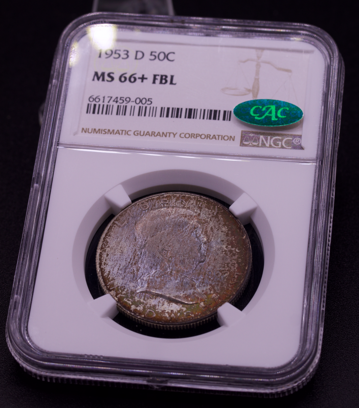 1953-D Franklin Half $ NGC MS66+ FBL CAC Full Bell Line