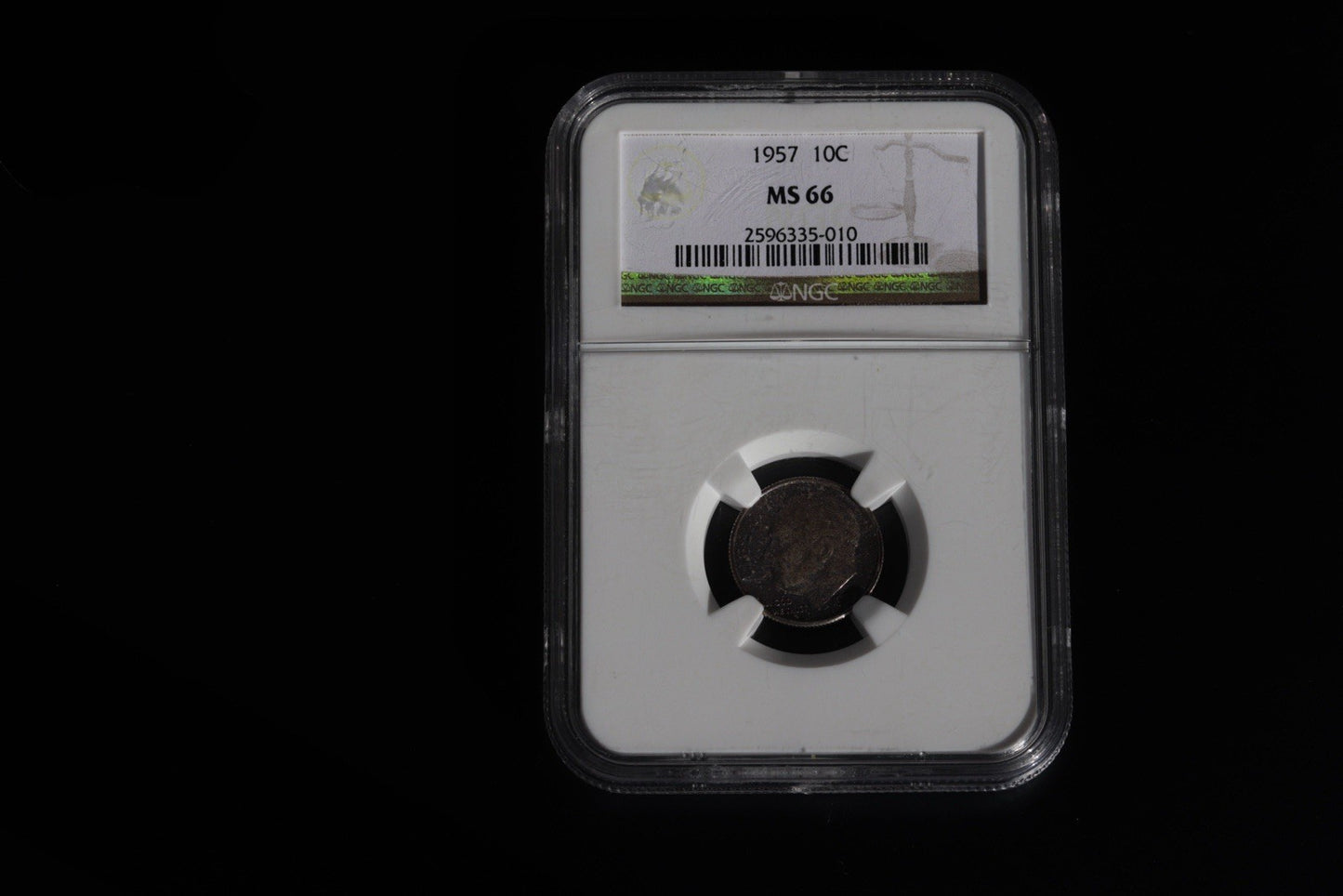1957 Roosevelt Dime MS66 NGC • Silver Era Beauty • Deep Purple Toning