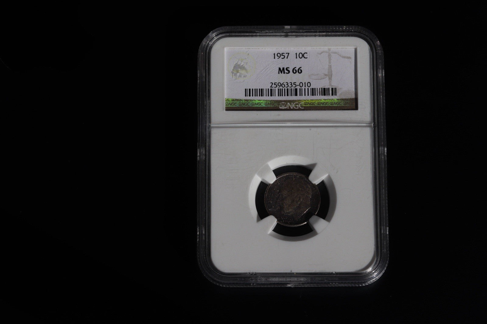 1957 Roosevelt Dime MS66 NGC • Silver Era Beauty • Deep Purple Toning