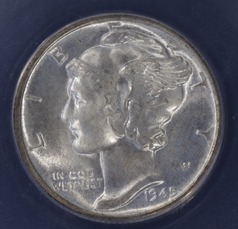 1945-D Mercury Dime MS67 ANACS • Brilliant Uncirculated Condition • WWII Date