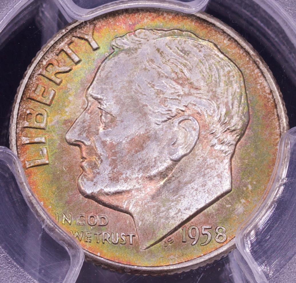 1958-D Roosevelt Dime PCGS MS66 Toned
