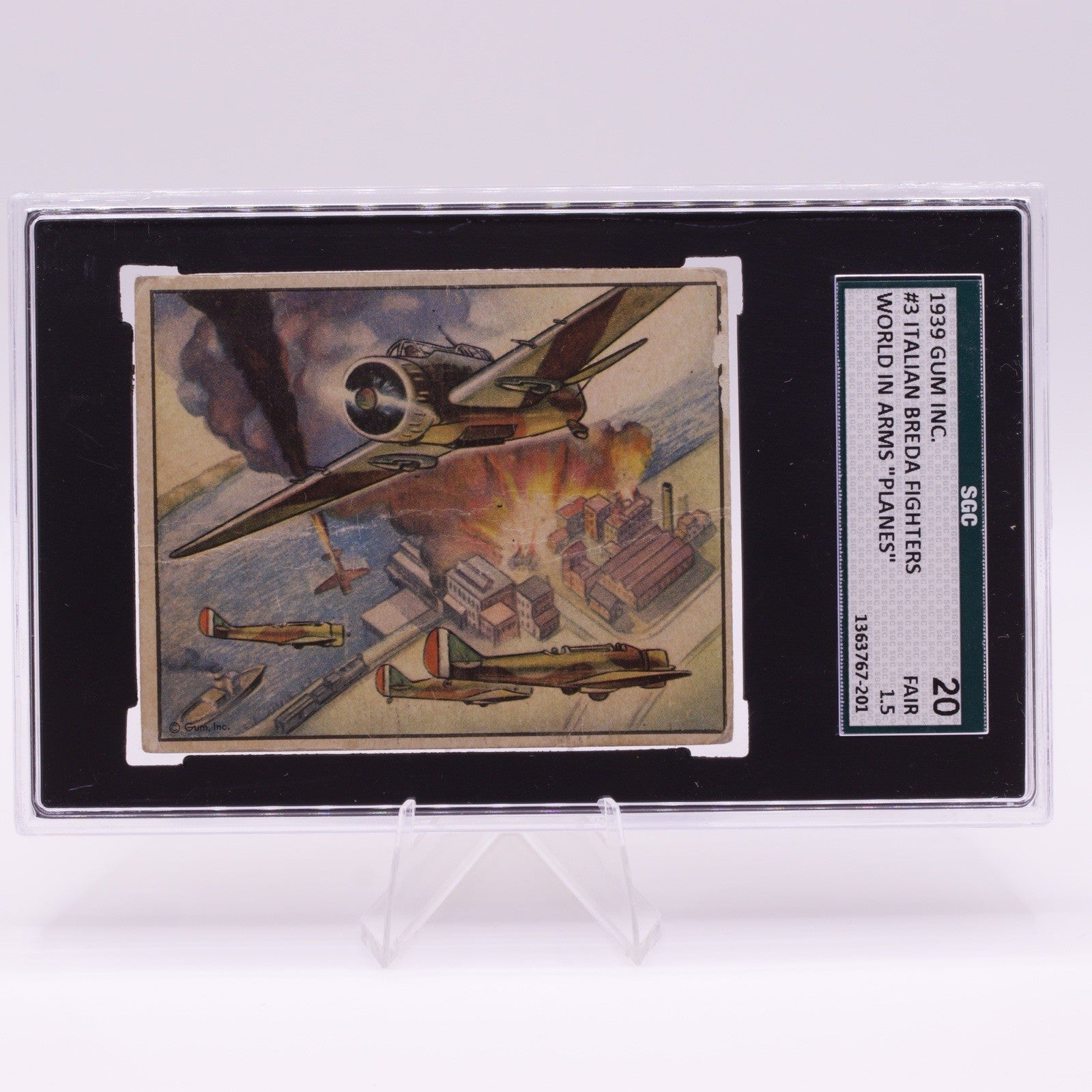 1939 Gum Inc World in Arms #3 Italian Breda Fighters SGC 1.5 FAIR WWII Card