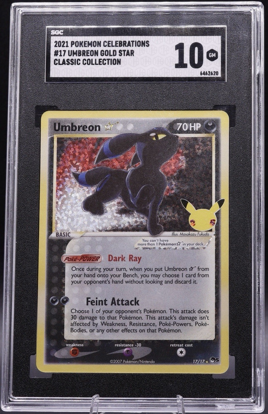 2021 Pokemon Celebrations 17/17 Umbreon Gold Star Holo SGC 10 Gem Mint