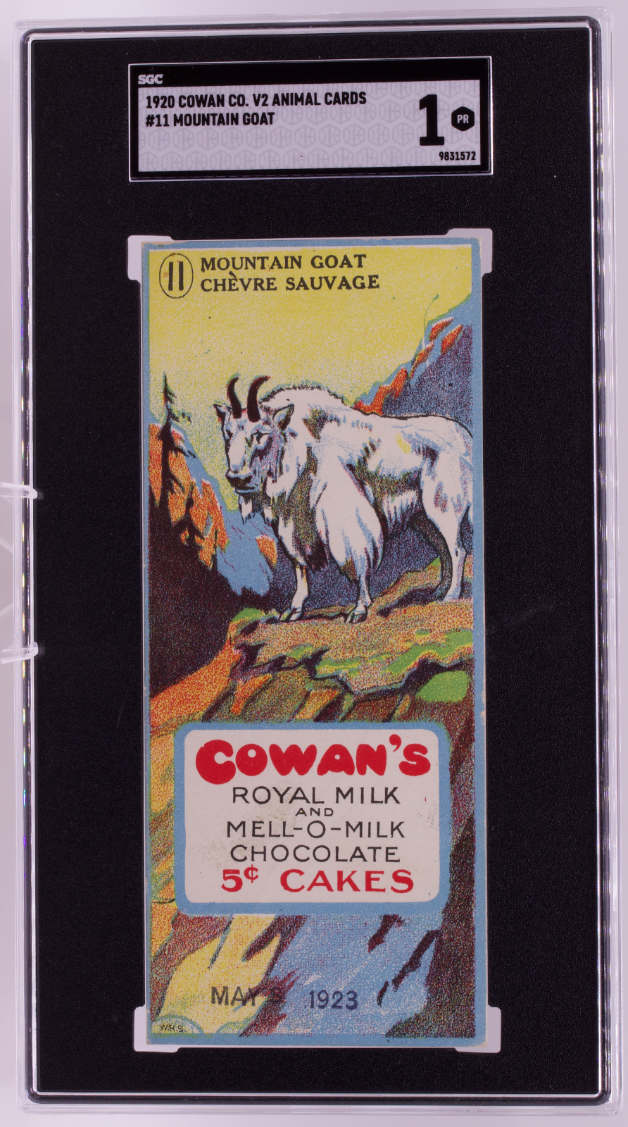 1920 Cowan Co V2 Animal Cards #11 Mountain Goat SGC 1 PR Canadian Chocolate