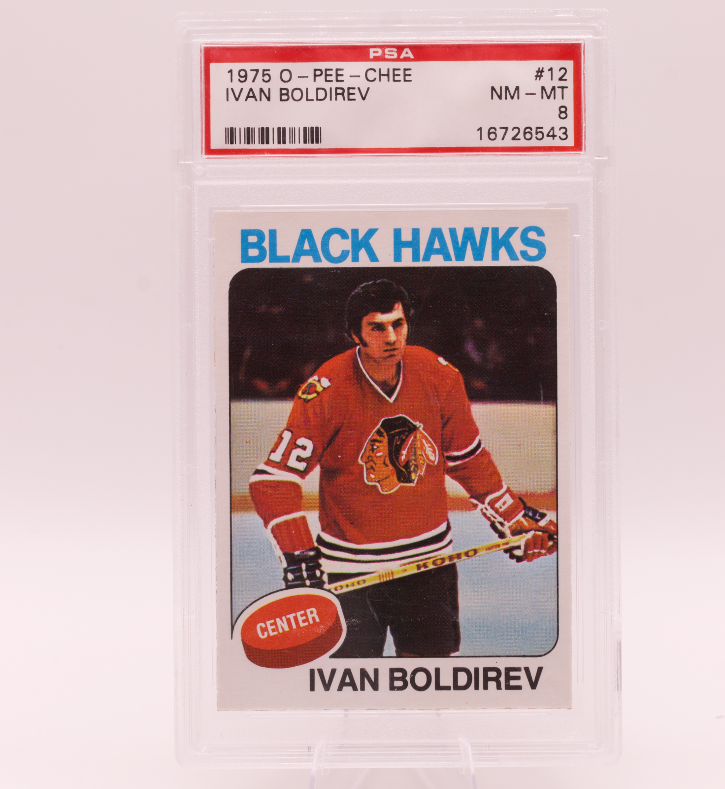 1975 O-Pee-Chee #12 Ivan Boldirev PSA 8 NM-MT Chicago Black Hawks Center Card
