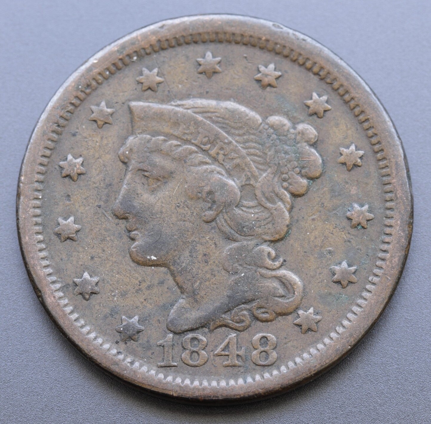1848 Braided Hair Large Cent • Early Copper Coin - Full LIBERTY Visible