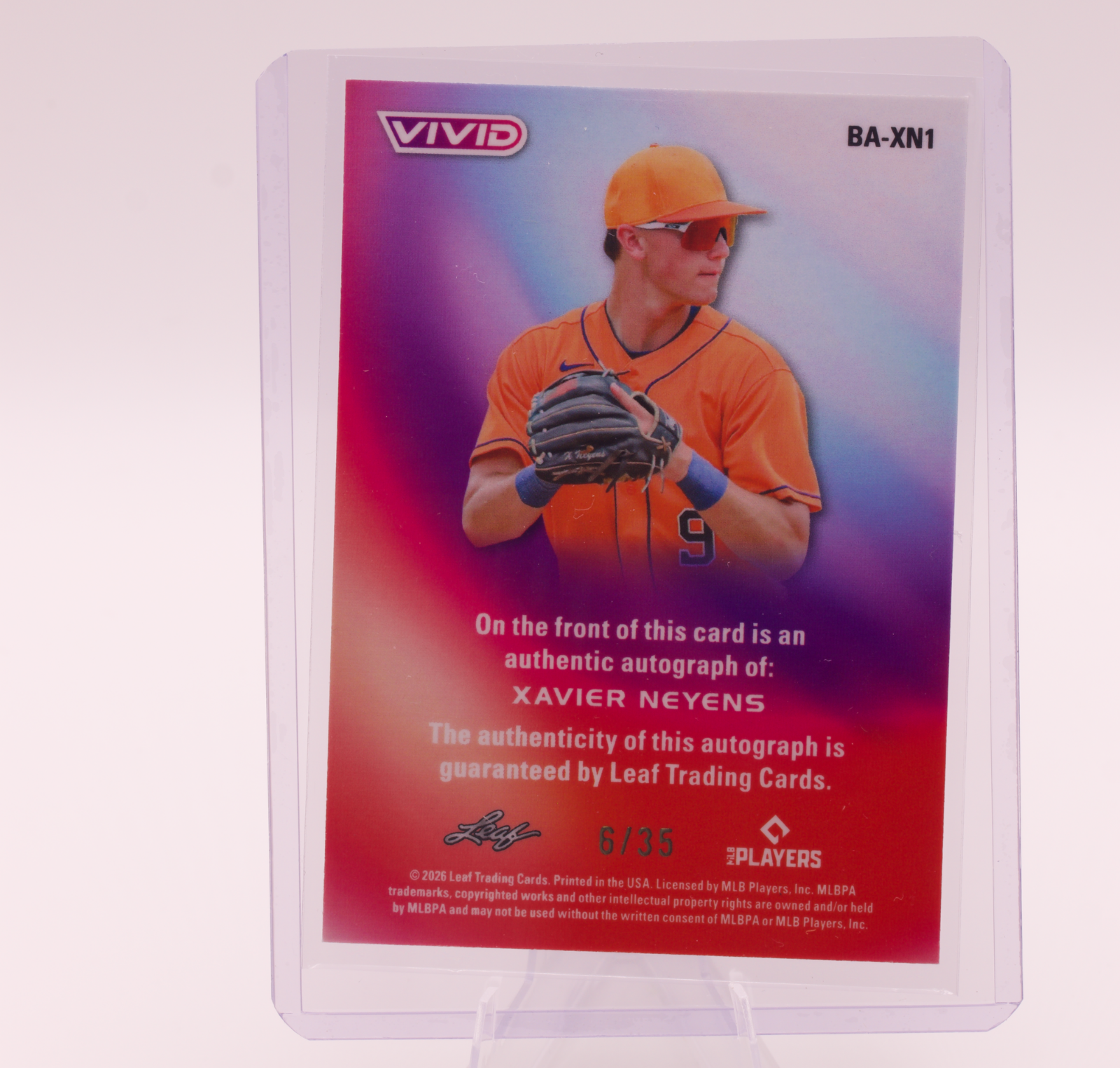 2026 Leaf Vivid Xavier Neyens Auto /35 BA-XN1 Astros 1st Round Pick Baseball