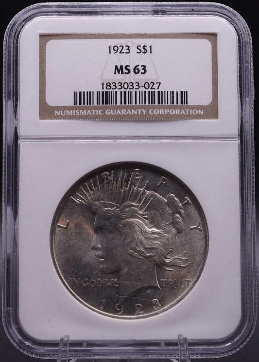 1923 $1 Peace Silver Dollar NGC MS63 Choice Uncirculated Philadelphia