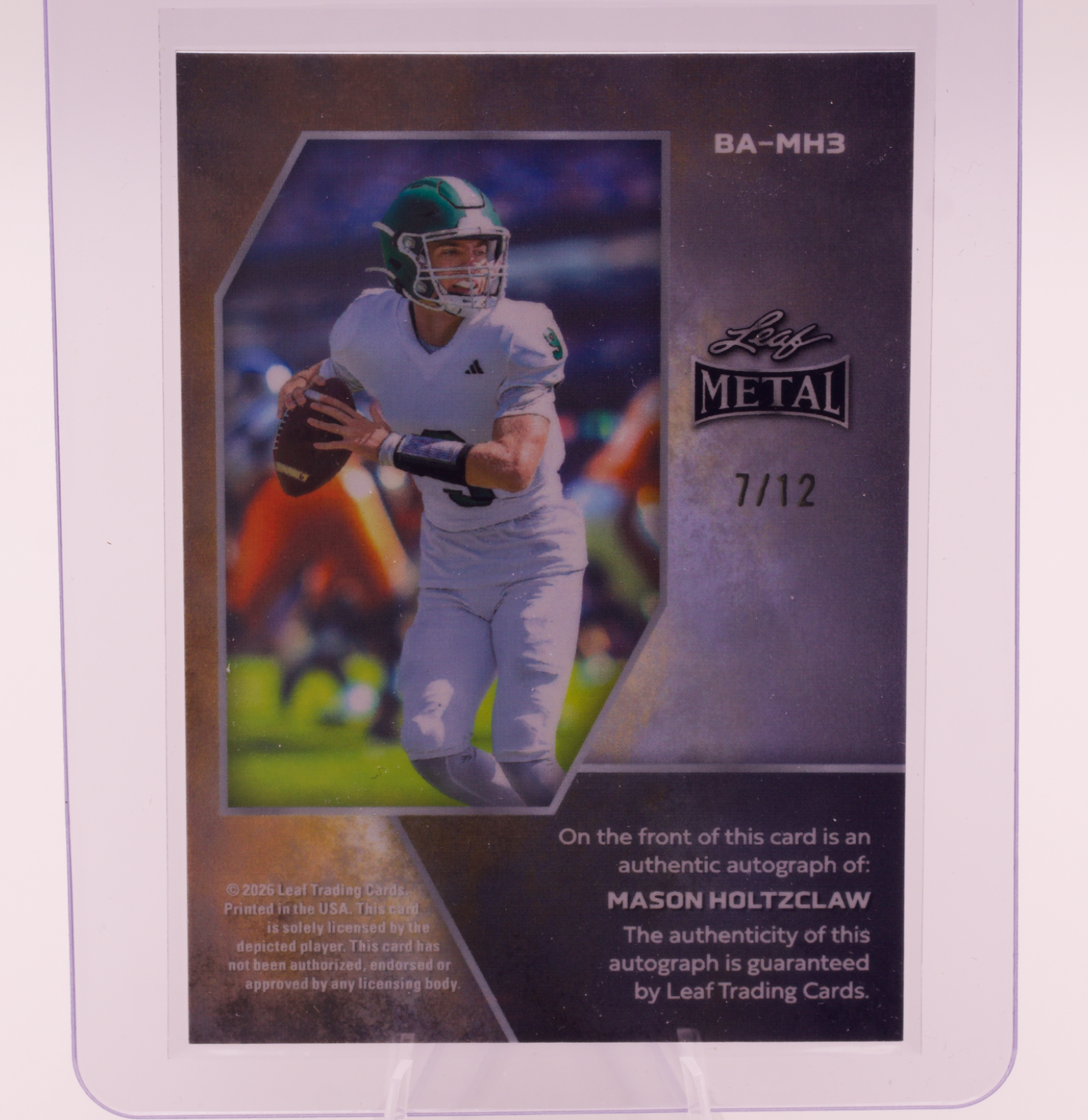 2026 Leaf Metal Mason Holtzclaw Autograph /12 Sam Houston State QB Carrollton