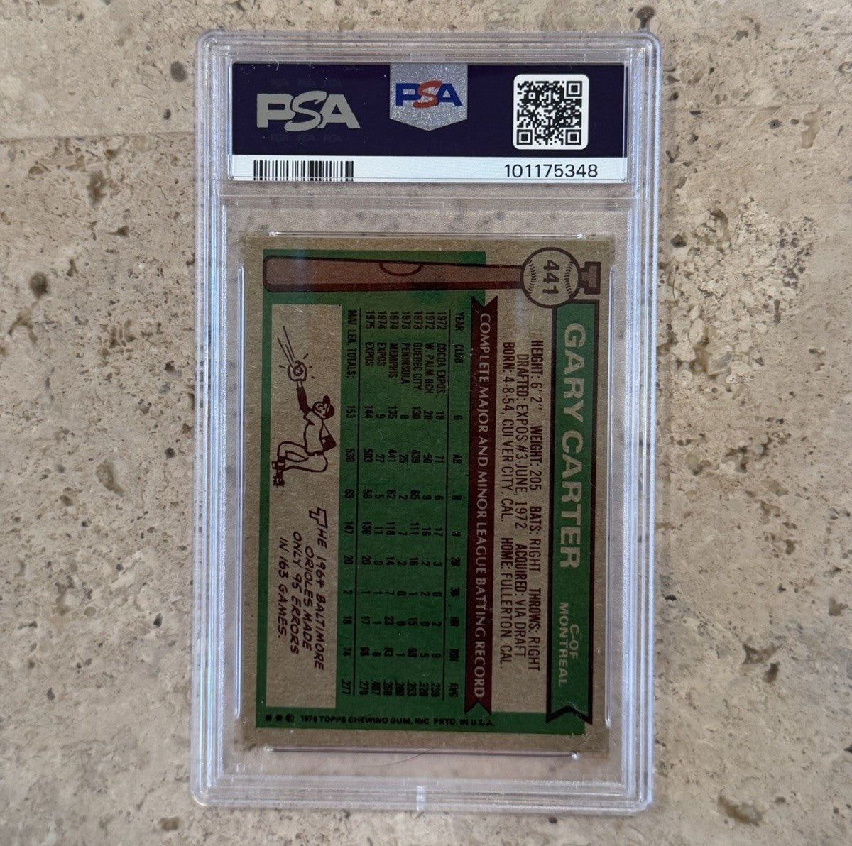 1976 Topps Gary Carter #441 PSA 7 NM Montreal Expos All-Star Rookie Cup HOF