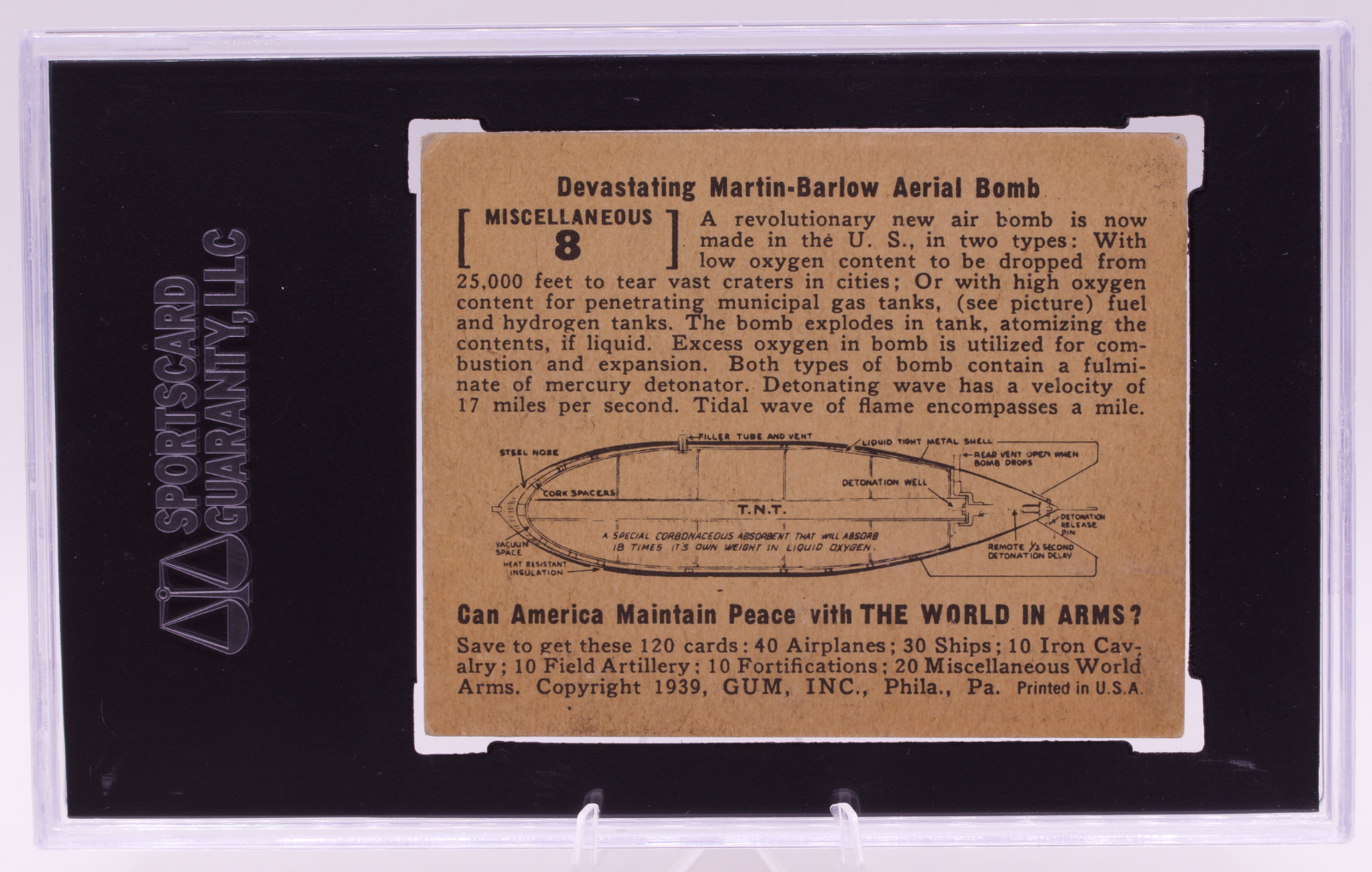 1939 Gum Inc World In Arms #8 Devastating Aerial Bomb SGC 3 VG Pre-War Card