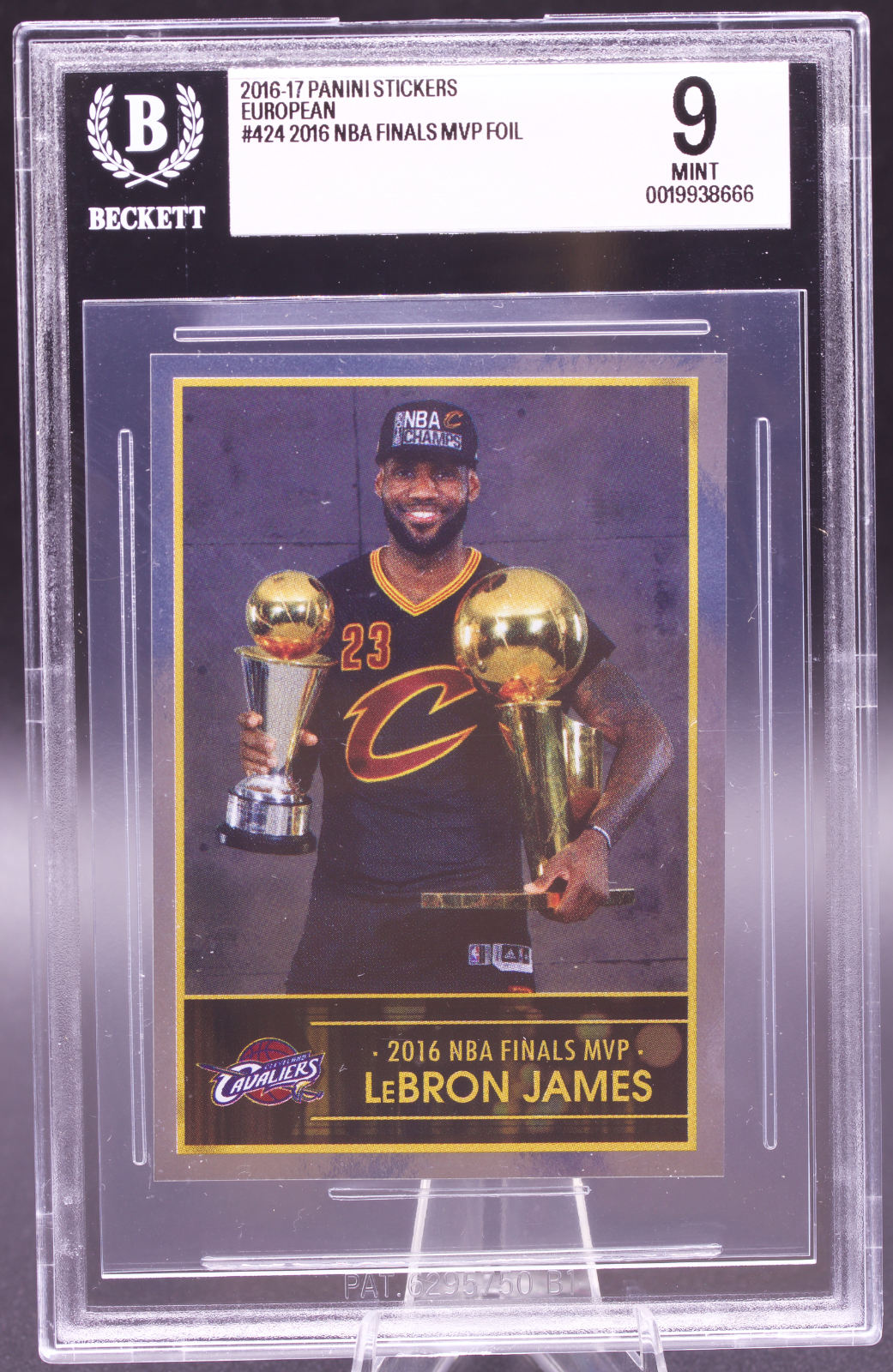 2016-17 Panini European Sticker LeBron James #424 Finals MVP Foil Beckett 9 Mint
