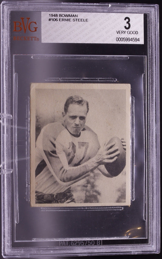 1948 Bowman #106 Ernie Steele Eagles RC BVG 3 Very Good Rookie Card