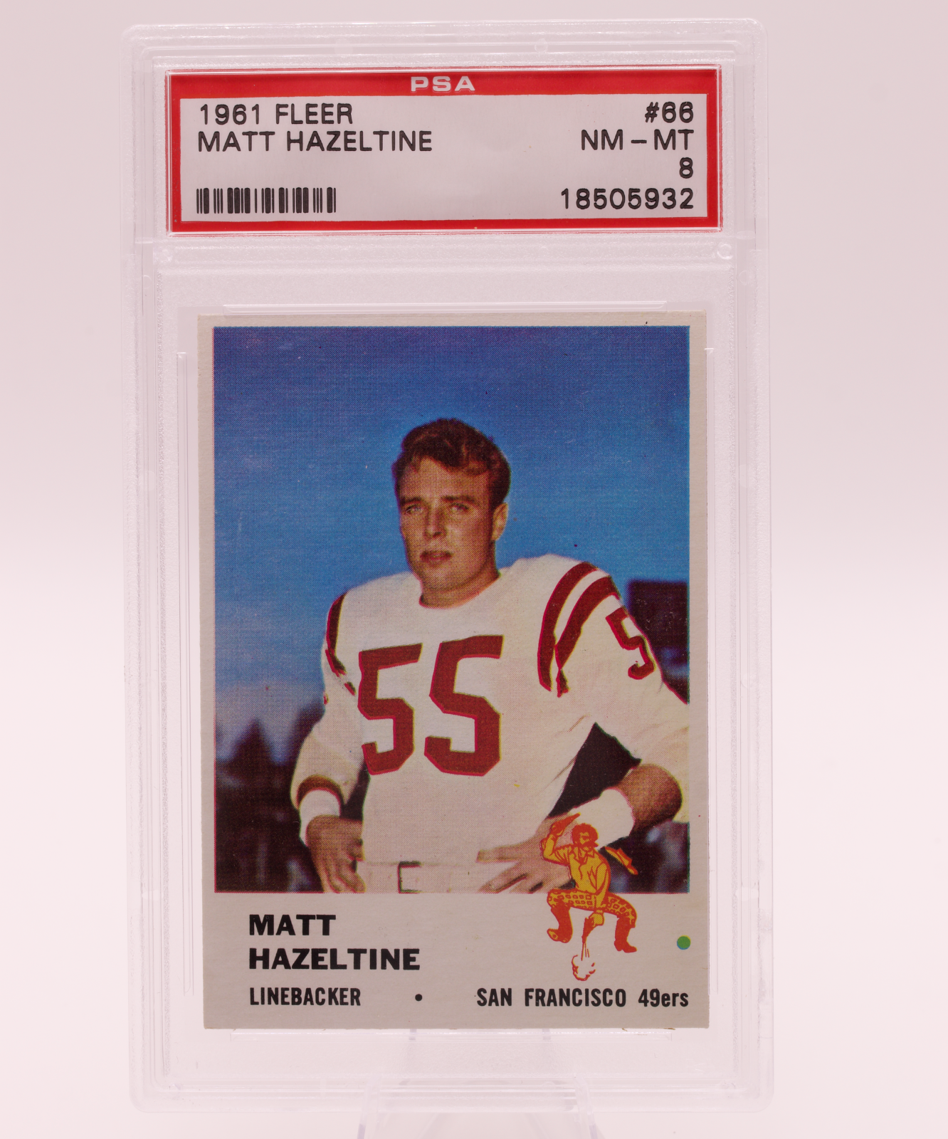 1961 Fleer #66 Matt Hazeltine PSA 8 NM-MT San Francisco 49ers Football