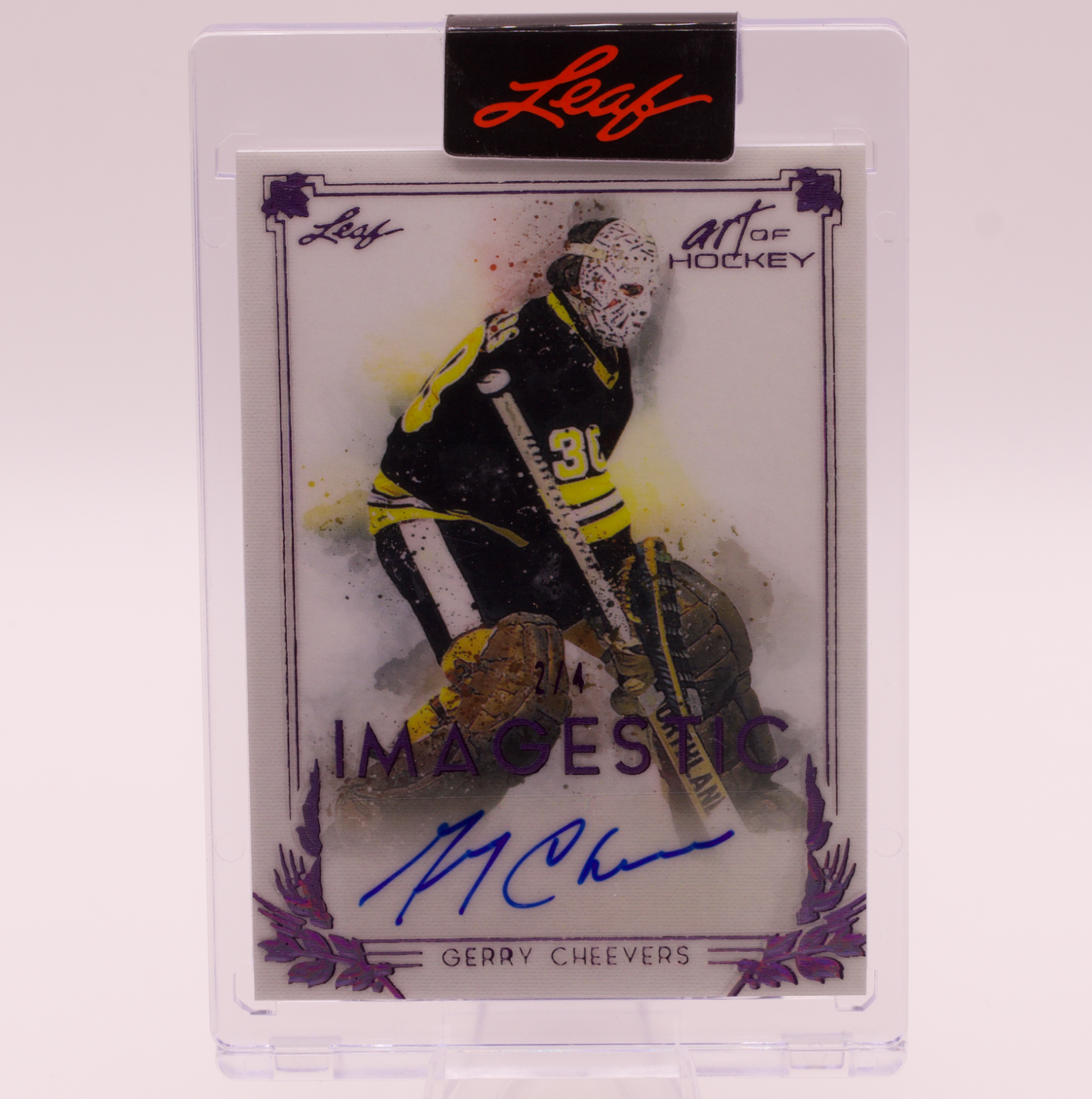 2022 Leaf Art of Hockey Gerry Cheevers Imagestic Auto Purple /4