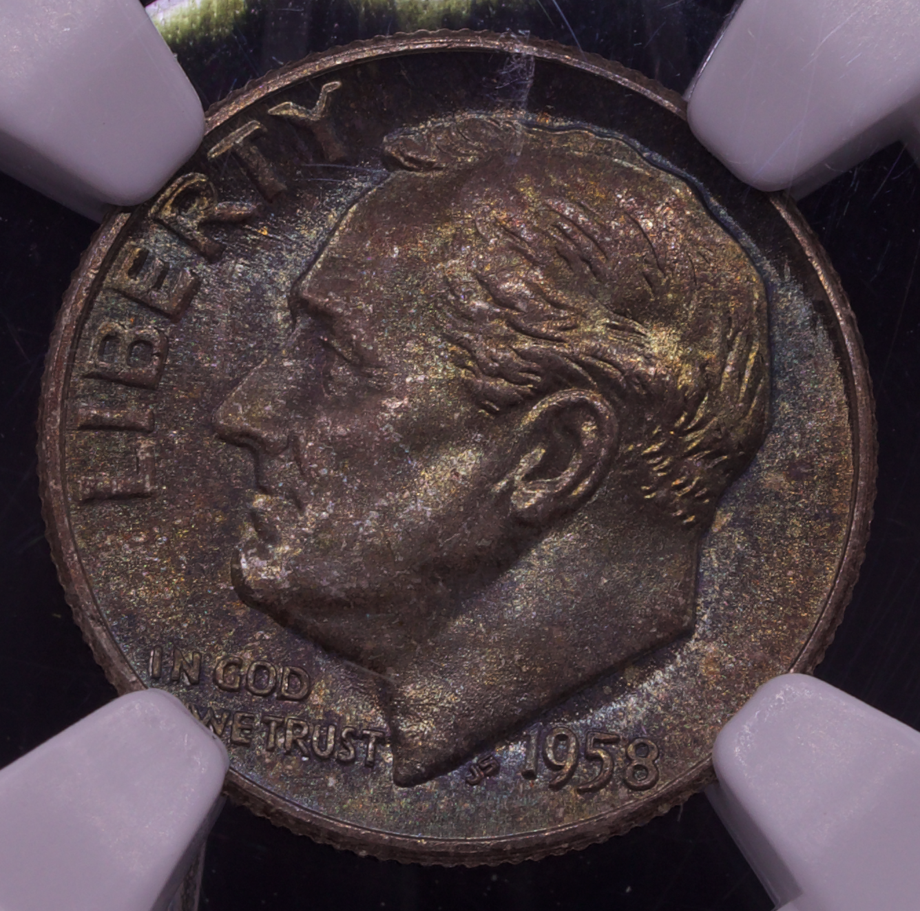 1958 Roosevelt Dime MS66 NGC • Brilliant Uncirculated • Toner