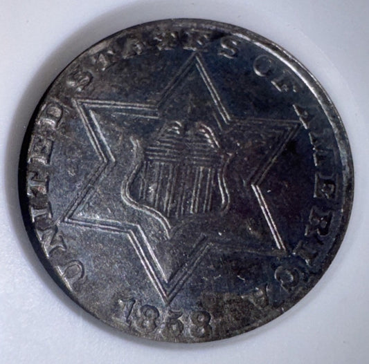 1858 3-Cent Silver Coin – ANACS Graded AU58 - *Problem Free* Pre Civil War