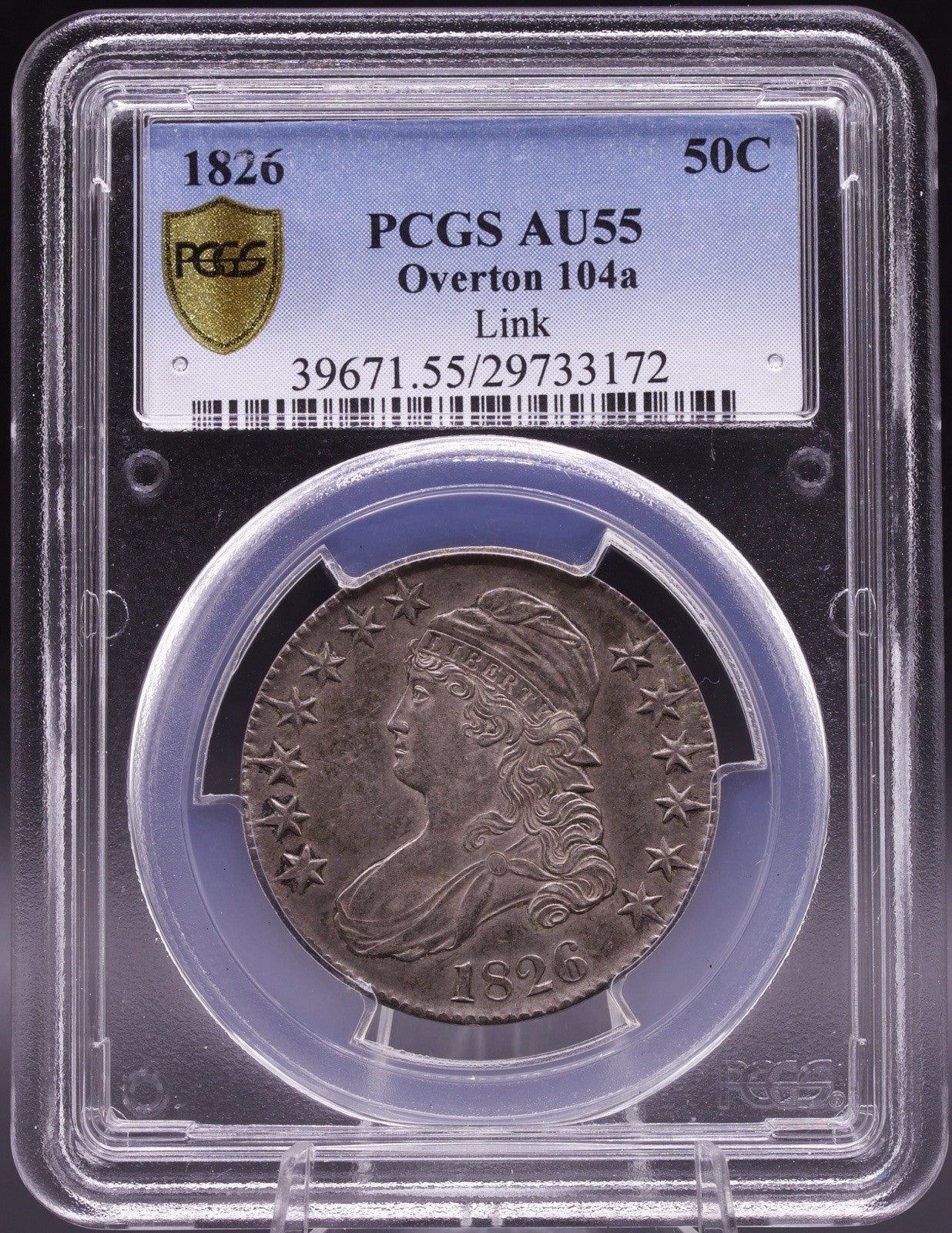 1826 Capped Bust Half Dollar O-104a Link PCGS AU55 Original Toned Silver Coin