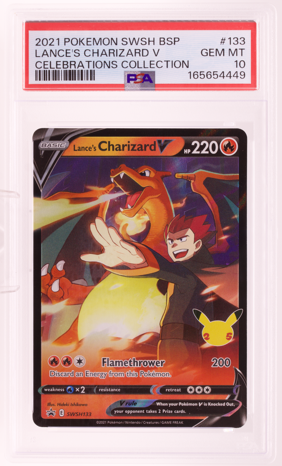 2021 Pokemon Celebrations Lance's Charizard V SWSH133 Black Star Promo PSA 10