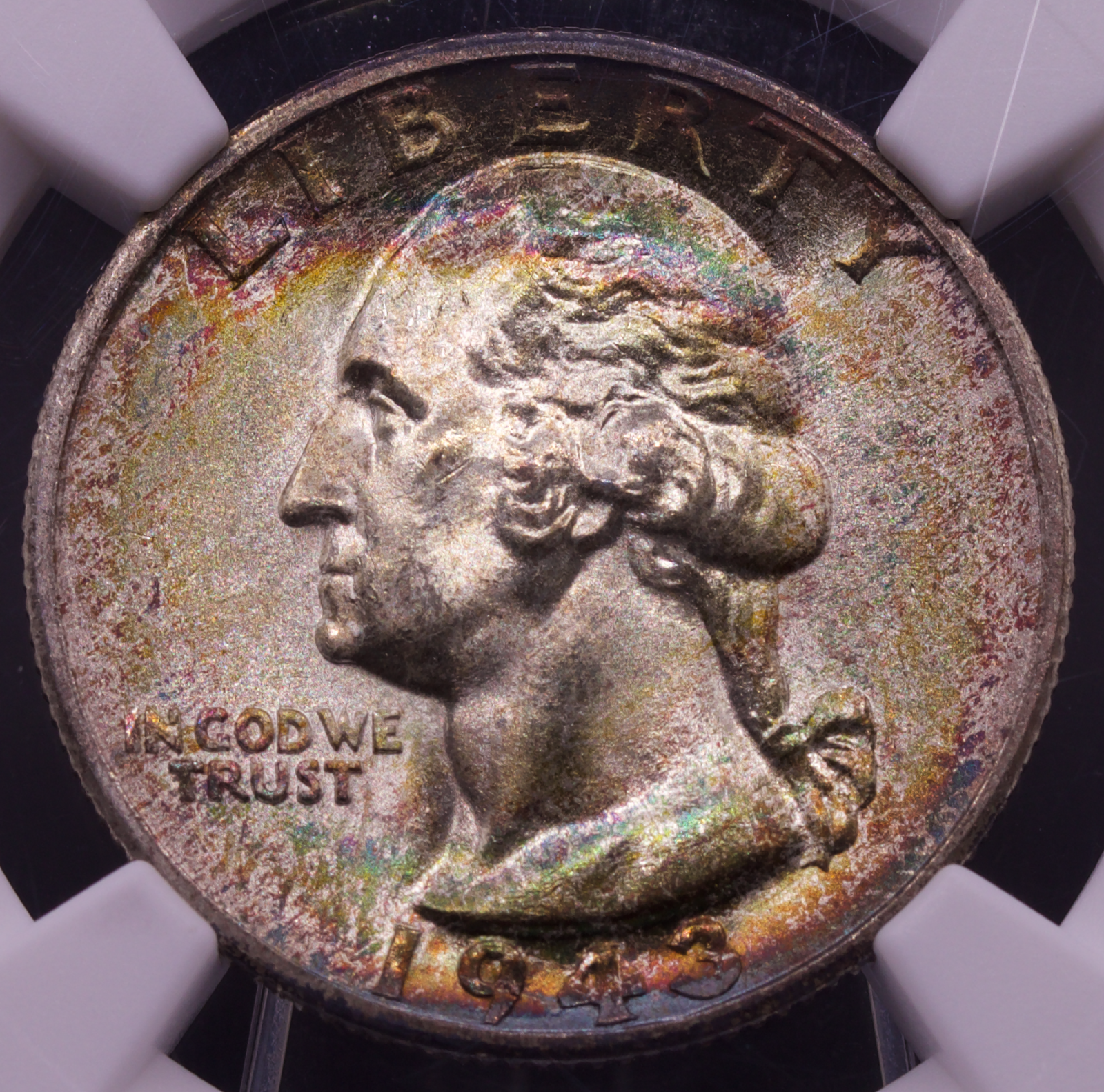 1943-S Washington Quarter NGC MS67 Toned