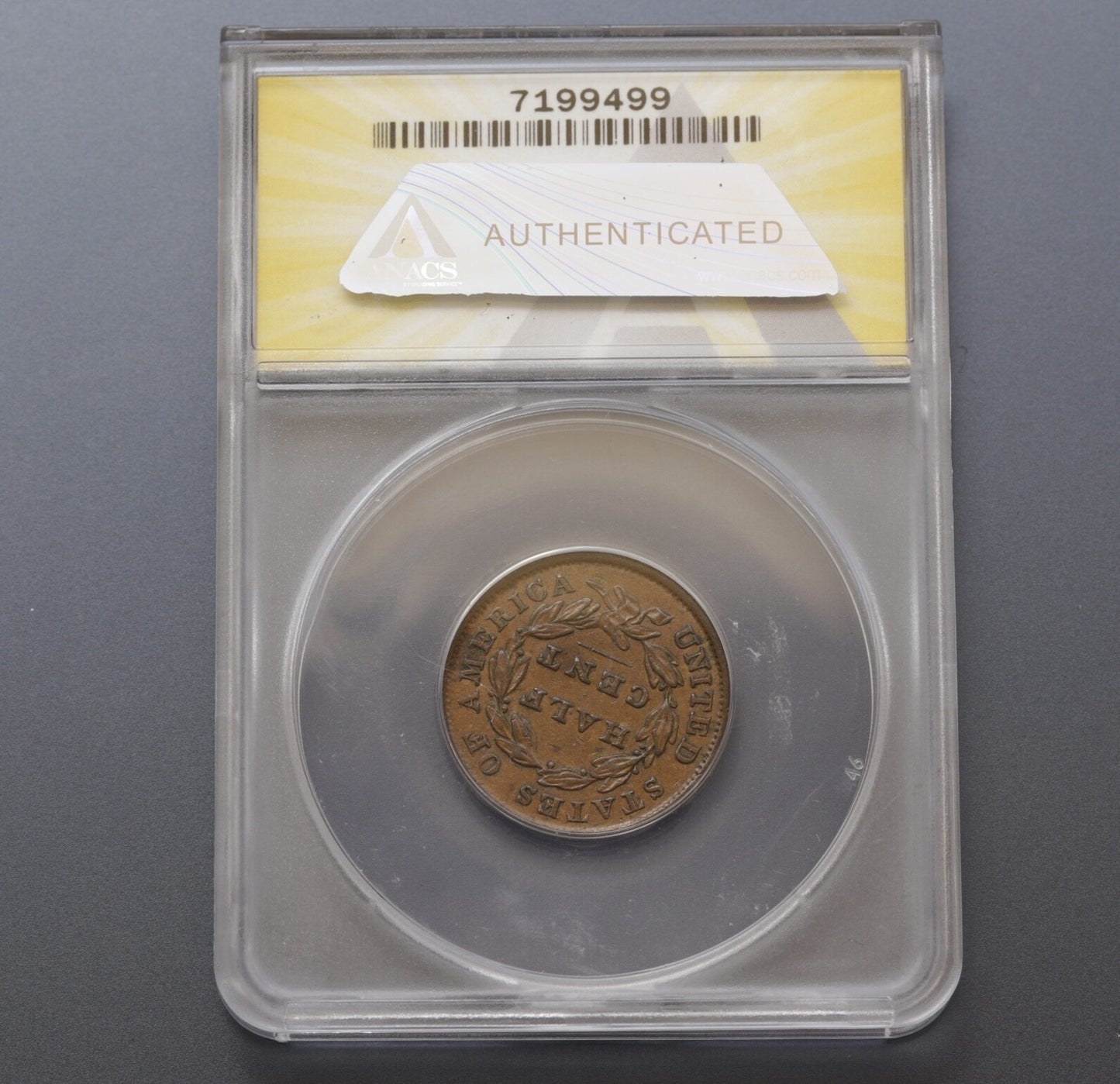 1835 Classic Head Half Cent ANACS AU50 Early Copper 1/2C Coin - Problem Free
