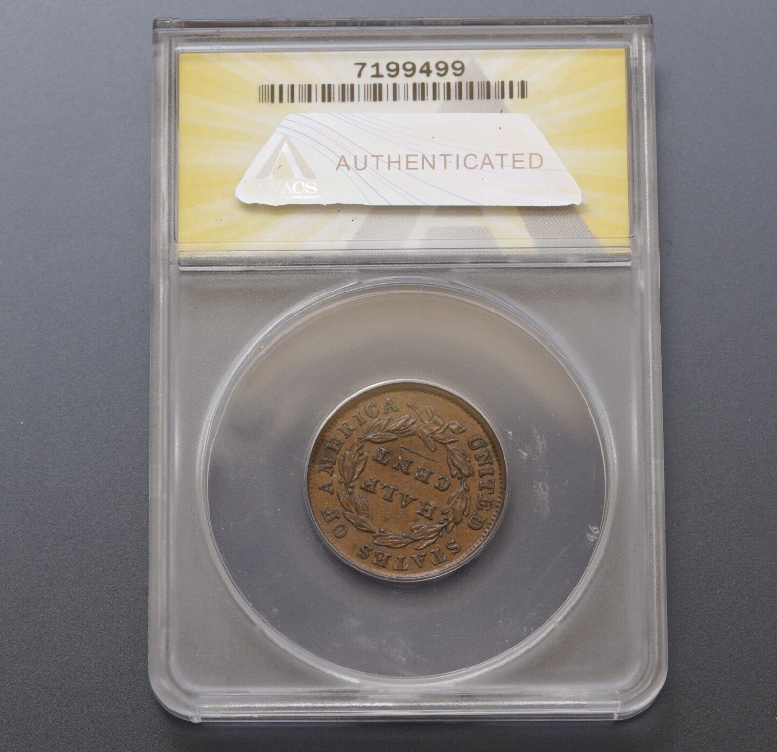 1835 Classic Head Half Cent ANACS AU50 Early Copper 1/2C Coin - Problem Free
