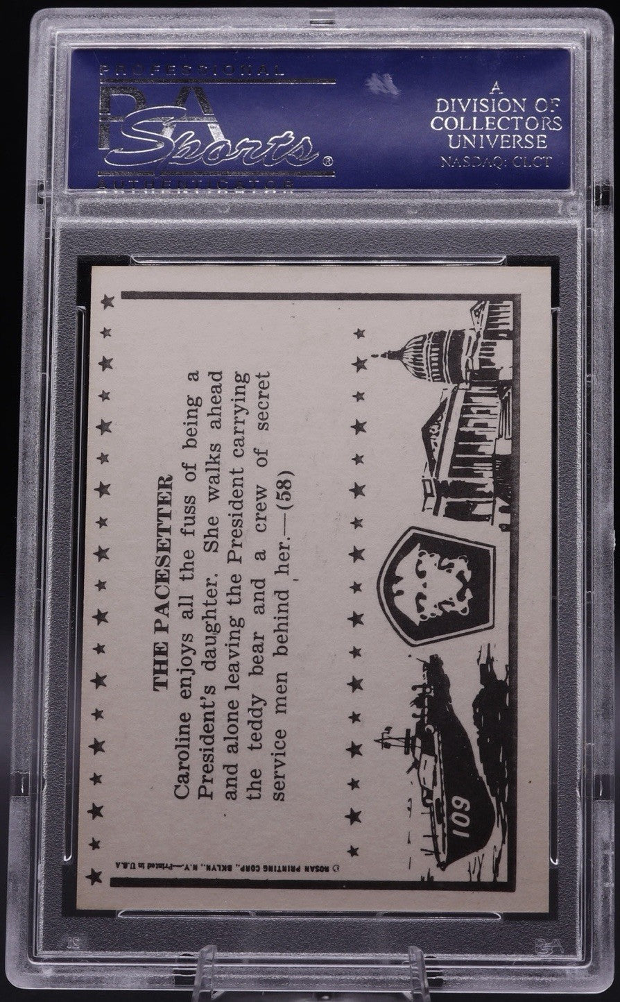 1963 Rosan John F. Kennedy #58 The Pacesetter PSA 9 Mint • Caroline & JFK