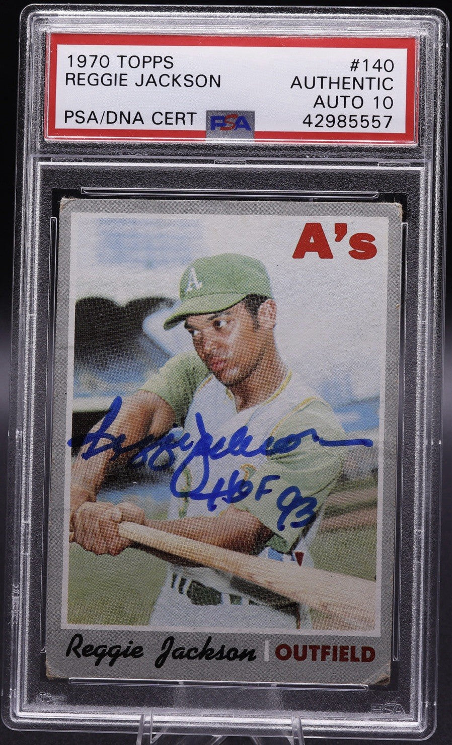 Signed 1970 Topps Reggie  Jackson #140 PSA  Authentic PSA/DNA Auto 10 A’s HOF 93