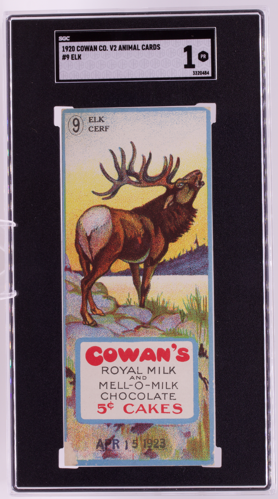 1920 Cowan Co V2 Animal Cards #9 Elk SGC 1 PR Canadian Chocolate