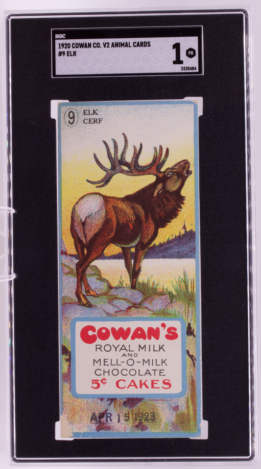 1920 Cowan Co V2 Animal Cards #9 Elk SGC 1 PR Canadian Chocolate