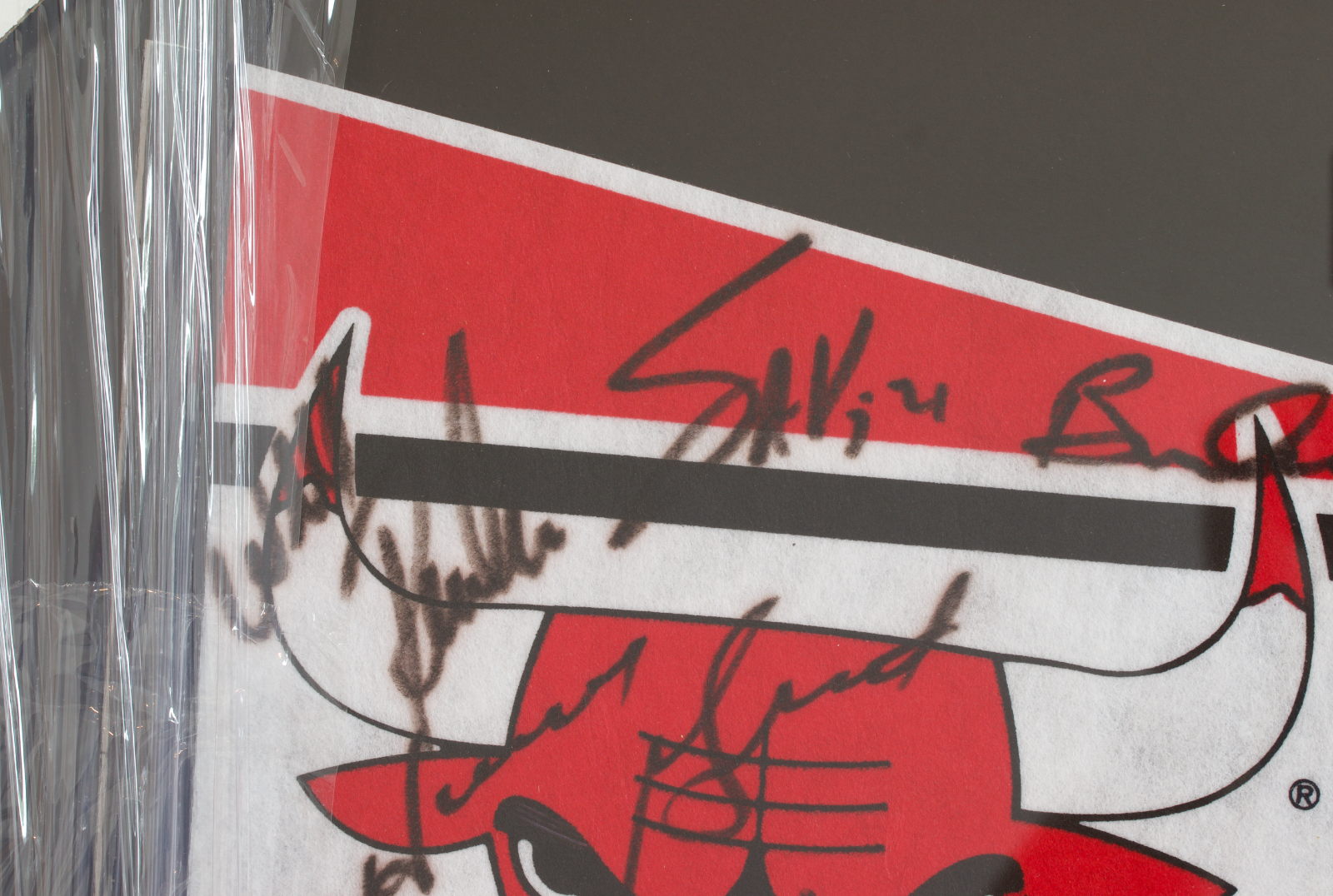 1991-92 Chicago Bulls Team Signed Pennant Michael Jordan Pippen JSA Beckett LOA