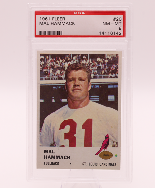 1961 Fleer #20 Mal Hammack PSA 8 NM-MT St Louis Cardinals Vintage Football Card