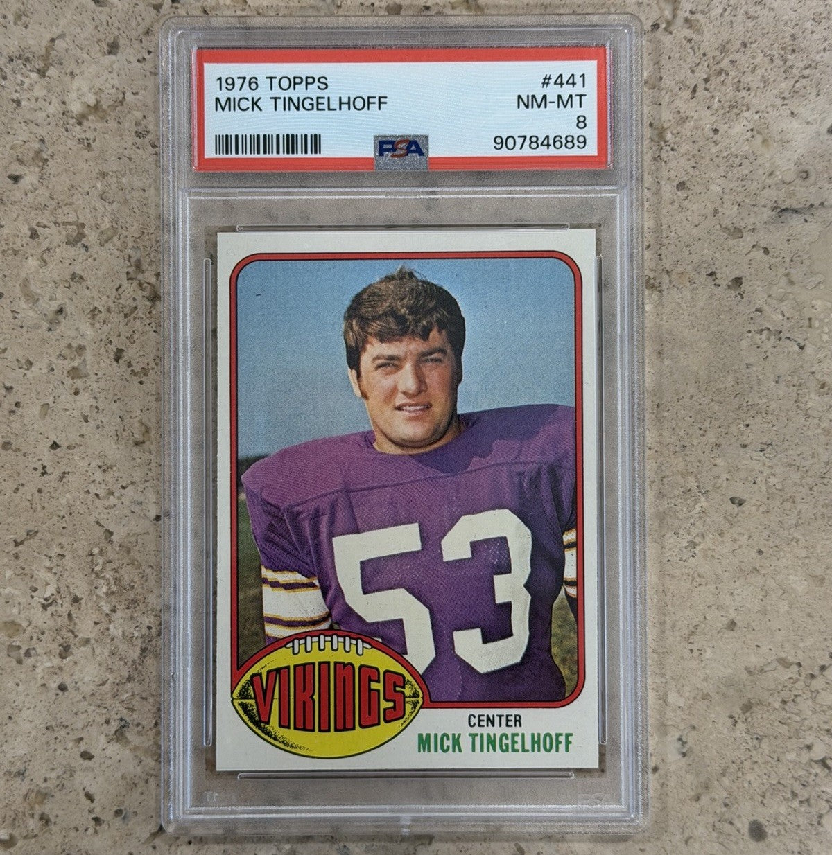 1976 Topps #441 Mick Tingelhoff PSA 8 NM-MT Minnesota Vikings HOF Center Card