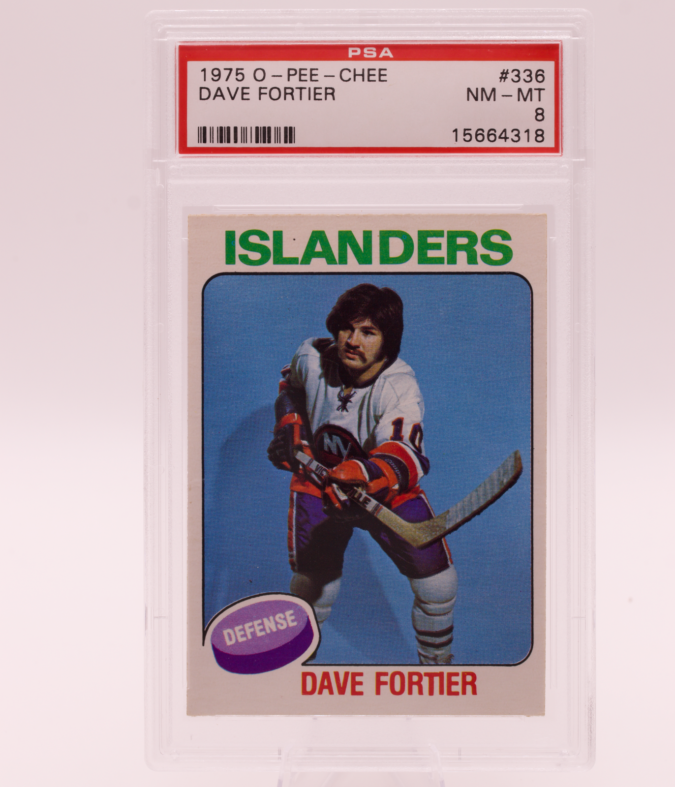 1975 O-Pee-Chee #336 Dave Fortier PSA 8 NM-MT New York Islanders Vintage Hockey
