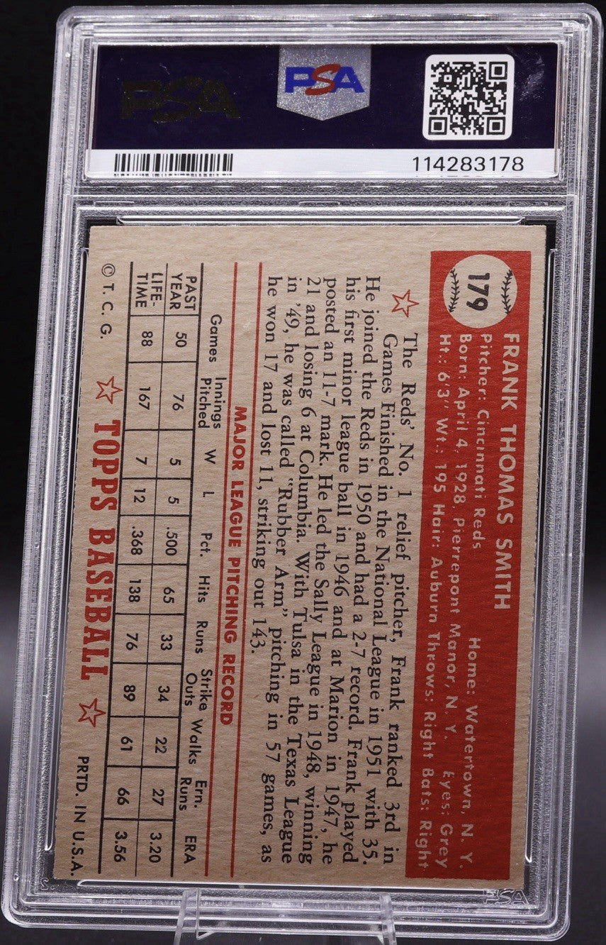 1952 Topps Frank Smith #179 PSA NM-MT 8 (OC)