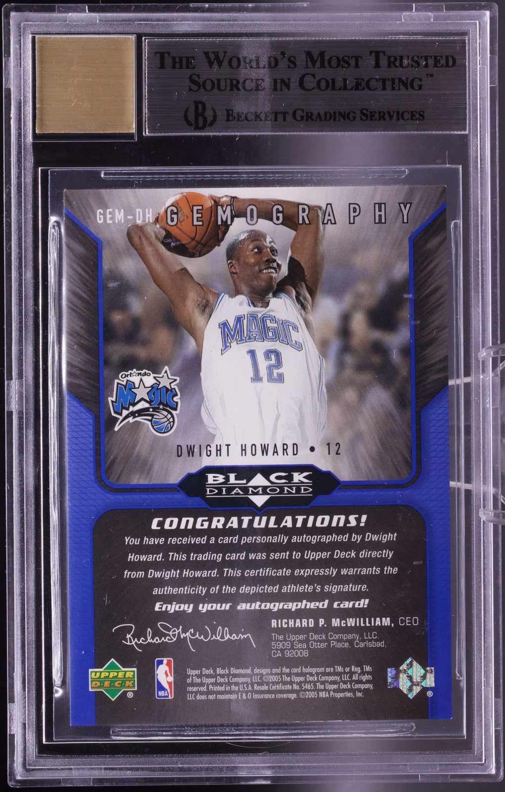 2004-05 Upper Deck Black Diamond Gemography Dwight Howard Rookie Auto #DH BGS 9