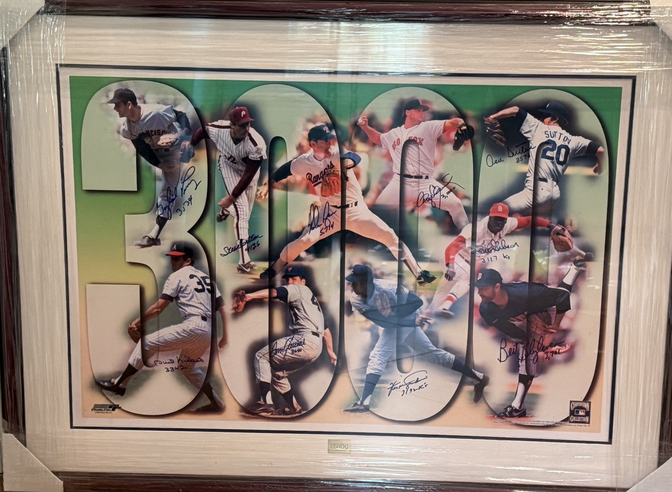 3000 Strikeout Club Signed Print 34x46 HOF Seaver Clemens Gibson  /100