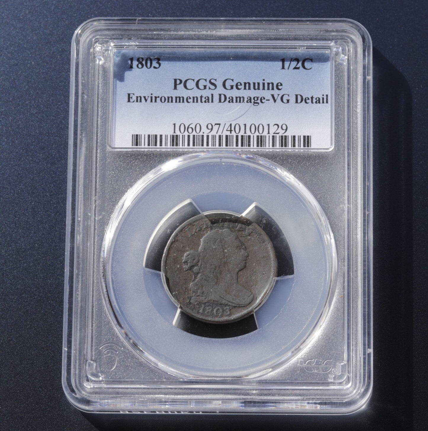 1803 Draped Bust Half Cent PCGS VG Details Environmental Damage Early US Coin