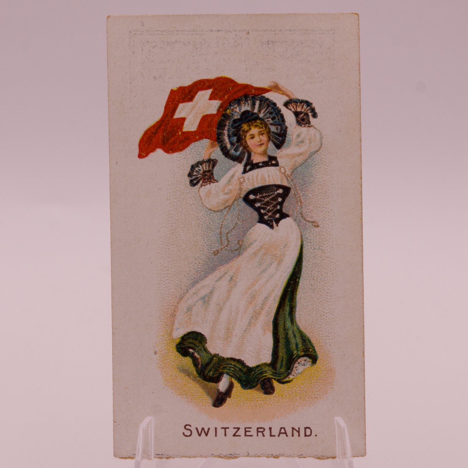 1908 Wills Capstan Flag Girls of All Nations Switzerland #41 Tobacco Card
