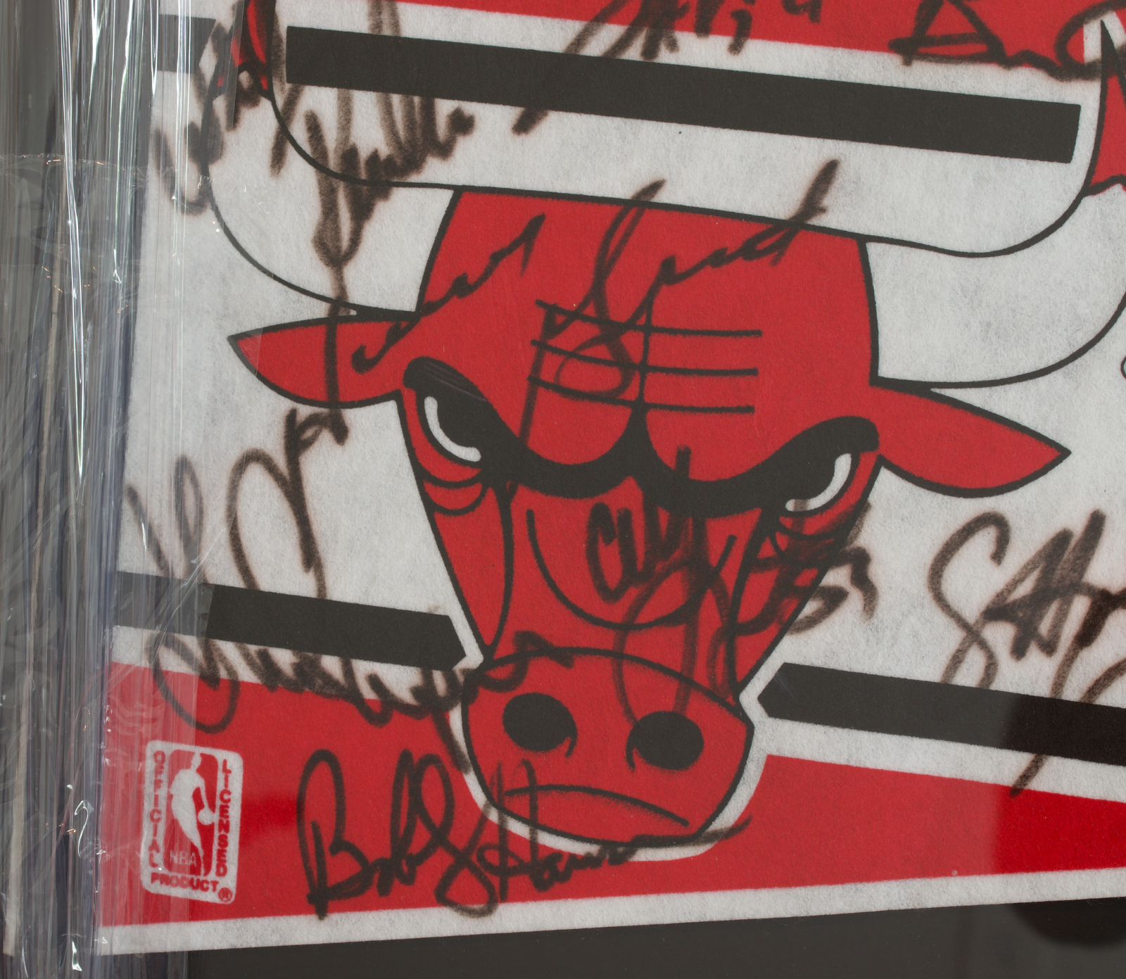 1991-92 Chicago Bulls Team Signed Pennant Michael Jordan Pippen JSA Beckett LOA