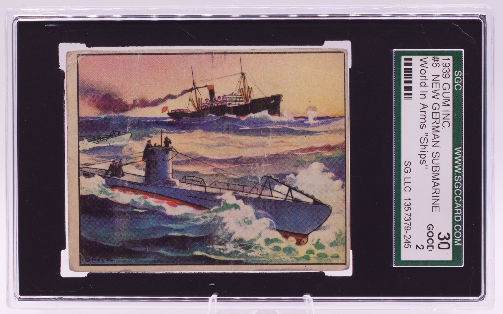 1939 Gum Inc World In Arms #6 New German Submarine SGC 2 Good U-Boat Pre-War